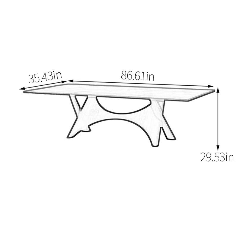 Table de salle à manger pratique et rétro, H 29,53 po x L 86,61 po x l 35,43 po