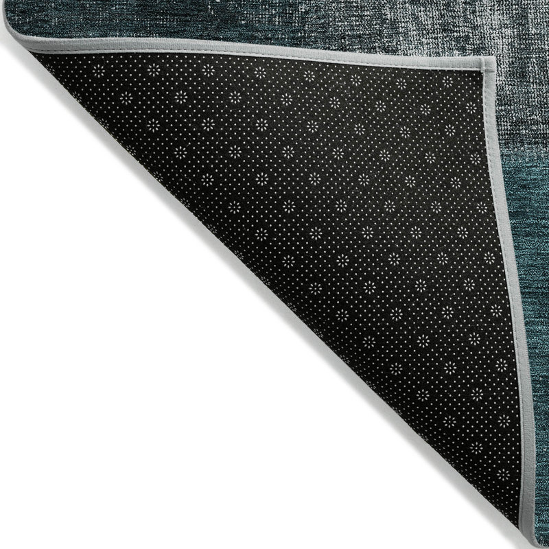 Tapis d'extérieur lavable bleu sarcelle 3 pi x 5 pi bleu turquoise et gris anthracite