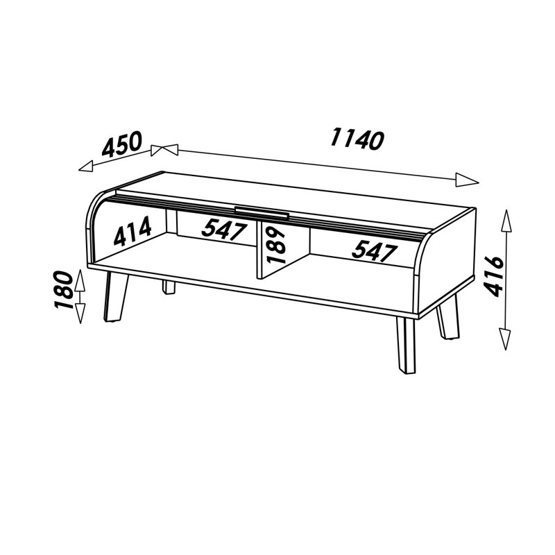Caruso Unfinished TV Stand for TVs up to 50", White/Oak/Oak