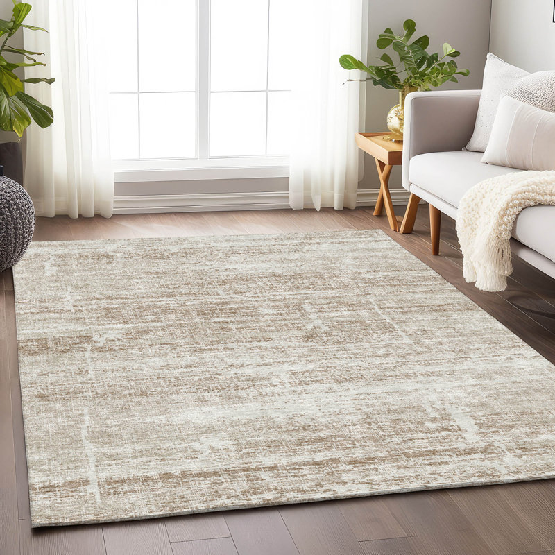 Premium Machine Washable Gerardo Beige Rug, Rectangle 2'6" x 3'10"