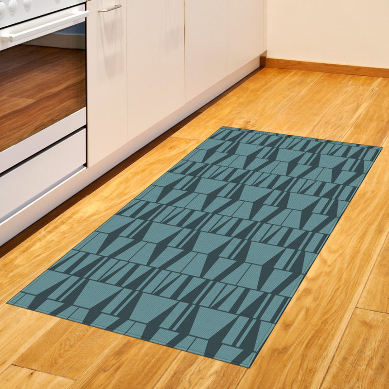 Blue High Density Long Fiber Poly Threads Decorative Area Rug Carpet, Rectangle 2'7" x 5'