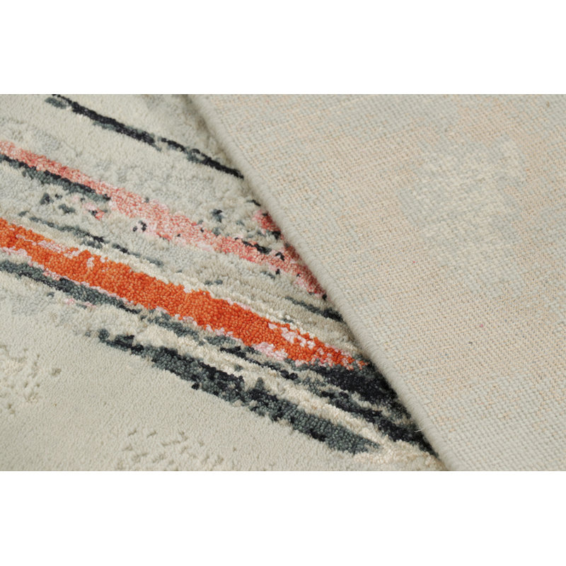 Rug & Kilim’S Abstract Runner Rug In White With Black And Red Geometric Pattern