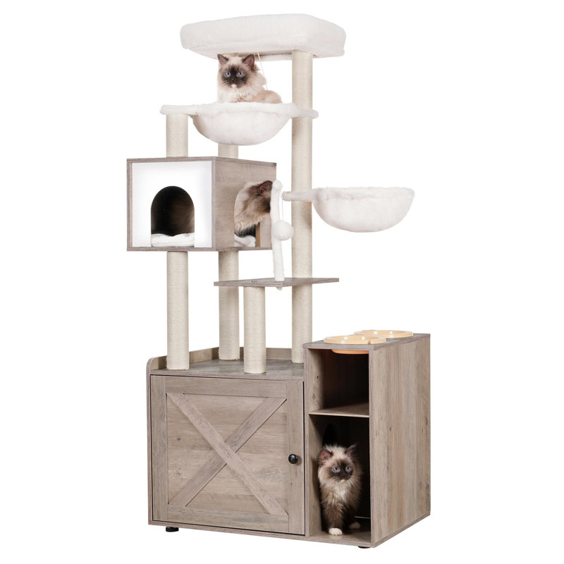 61.42'' H Cat Tree, Gray
