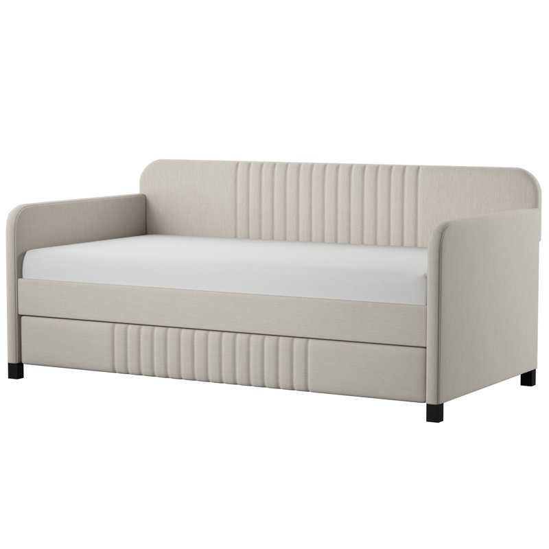 Lit de jour simple avec couchette Aaru, Beige