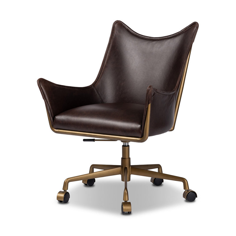 Truman Leather Swivel Office Chair, Conroe Cigar