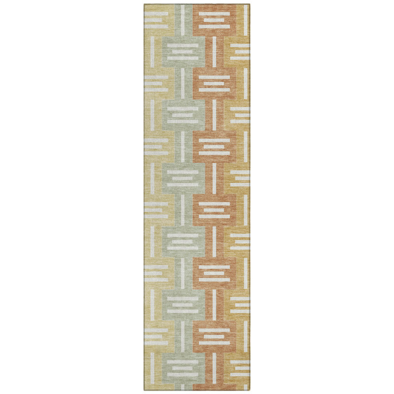 Machine Washable Indoor/Outdoor Chantille ACN2556 Mid-Century Modern Rug, Runner 2'3" x 7'6", Basil