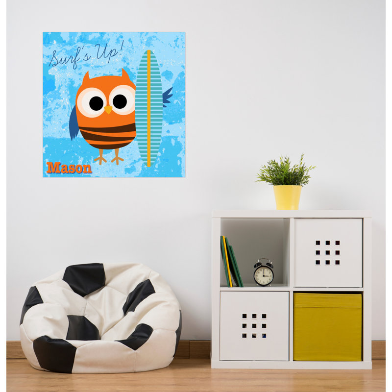 Décalcomanie murale personnalisée hibou snowboarding, H 20 po x l 20 po, Oui