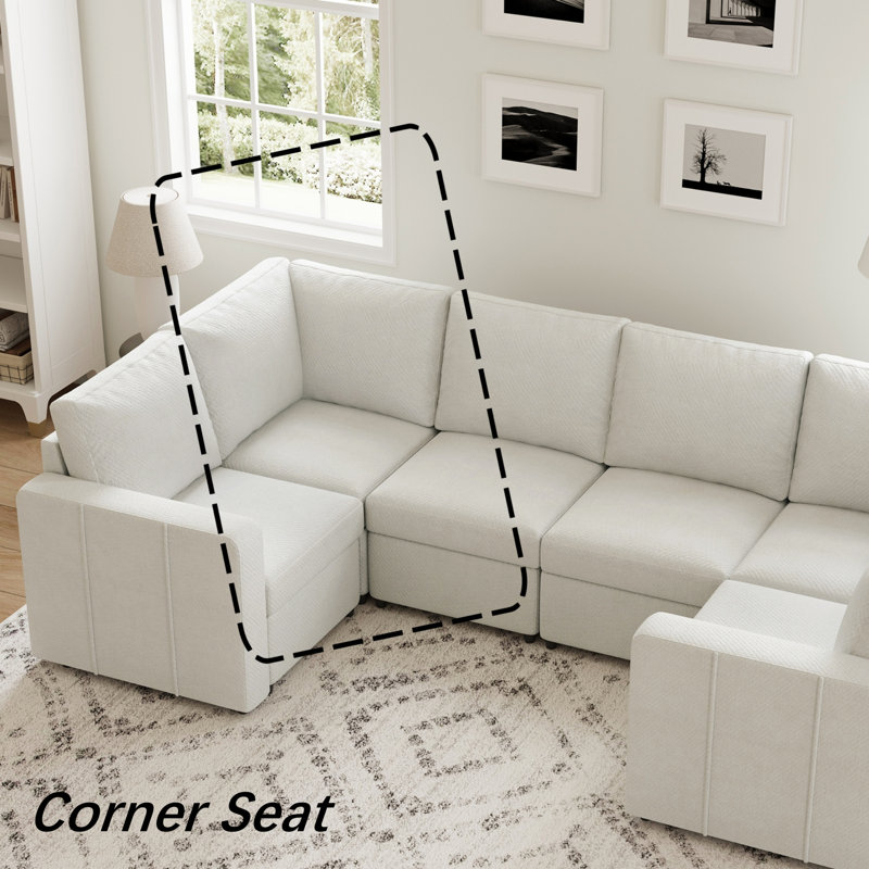 Module de siège simple sans accoudoirs pour canapé modulaire modulaire, Chenille beige