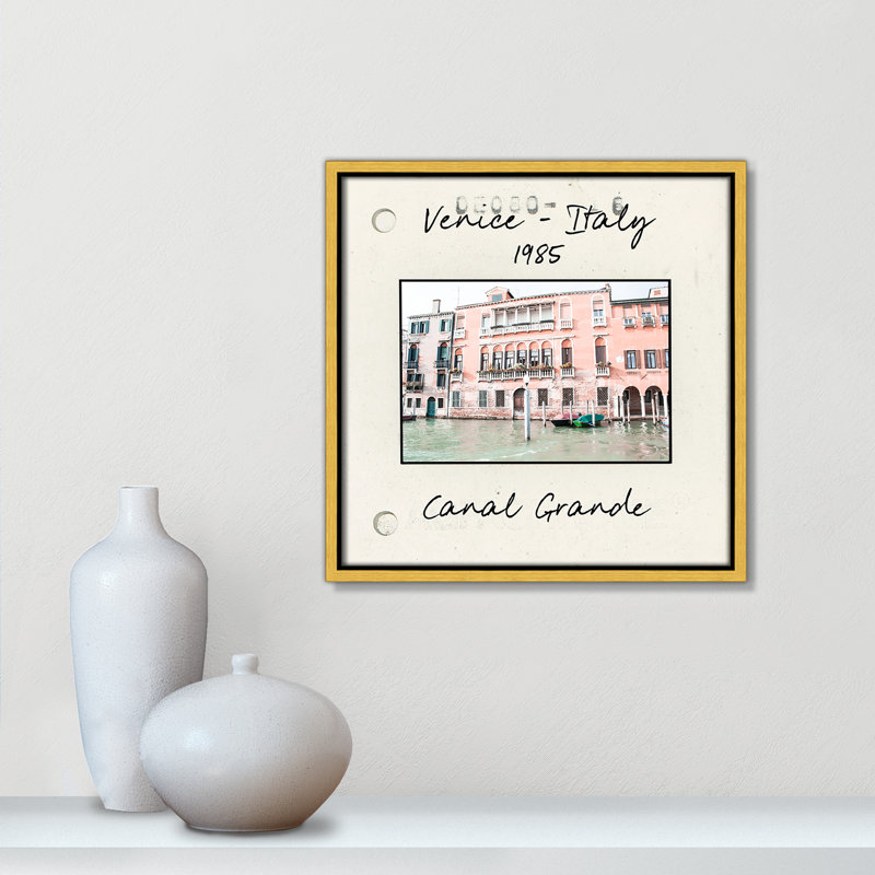 Venise, Italie - Grand Canal par Nan, H 13,5 po x l 13,5 po x P 2 po, Toile avec cadre flottant or