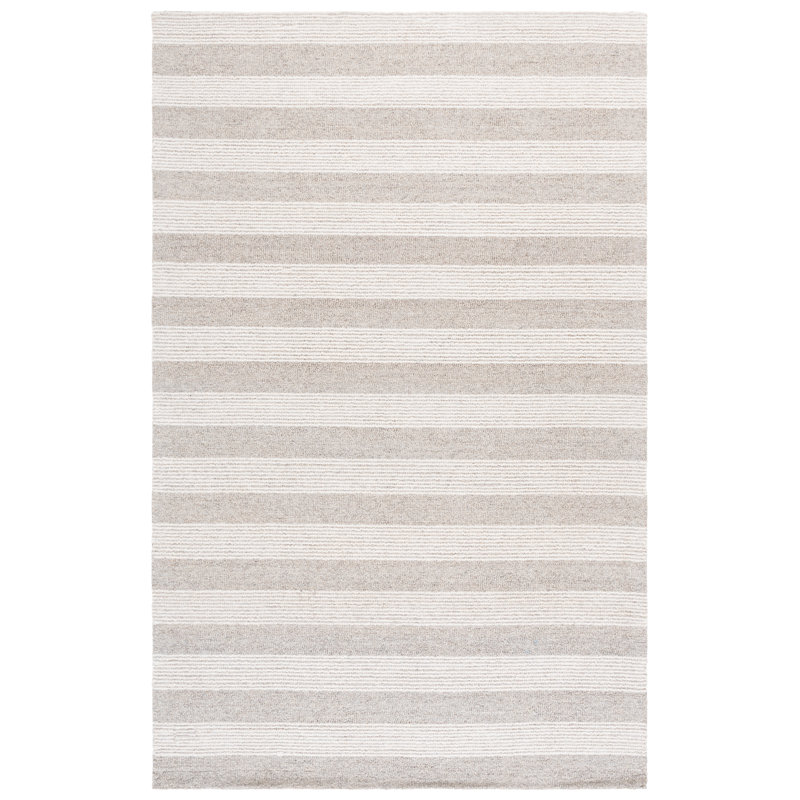Pine 801 Hand Tufted Wool; Cotton; Latex Striped Rug in Beige/Ivory, Square 6'
