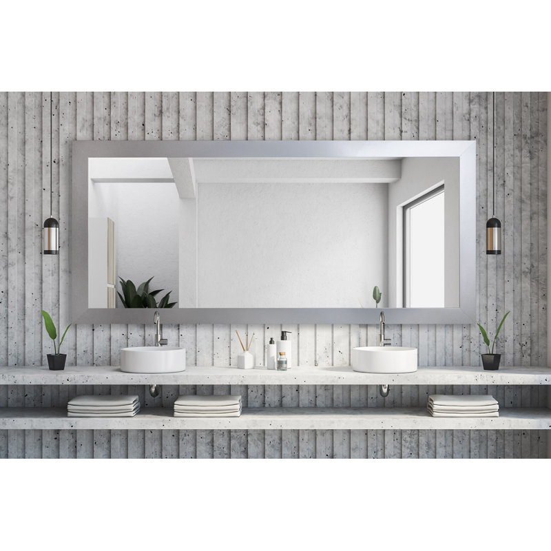 Miroir de salle de bain Glam, 30 po x 51 po, Argent tourbillonnant