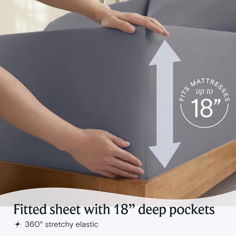 Luxclub 3 PC Light Gray Twin Silky Soft Cooling Extra Deep Pocket Performance Sheet Set, Twin Sheet Set with 1 Pillowcase