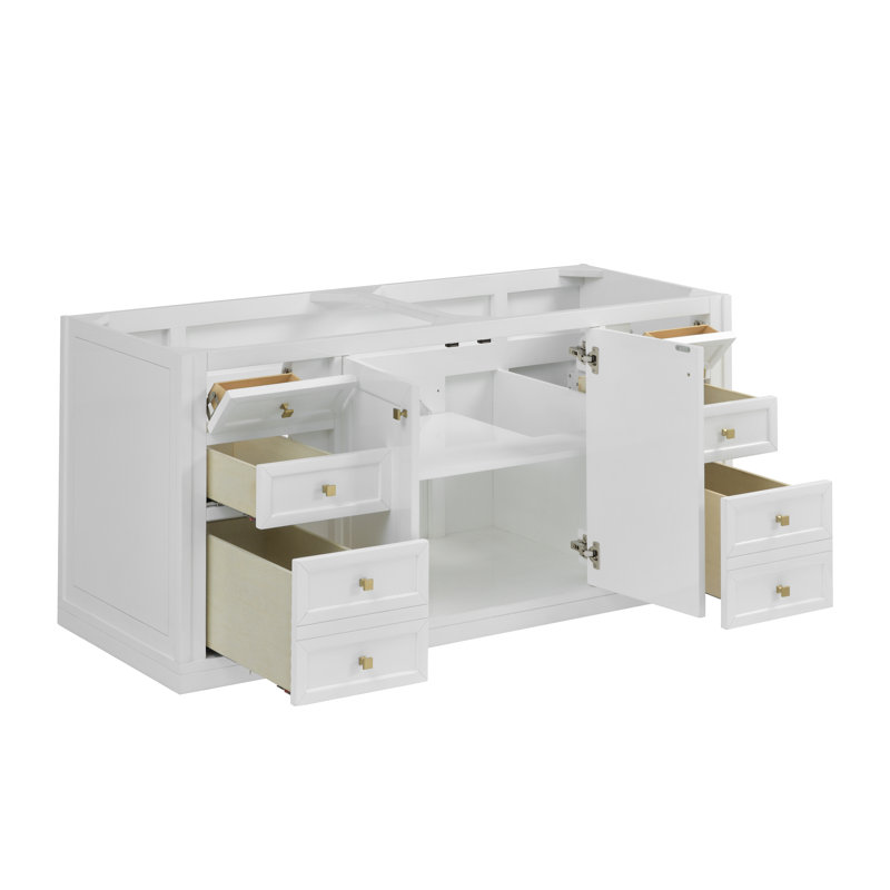 Chicago 60'' W Double Vanity, Glossy White, Victorian Silver