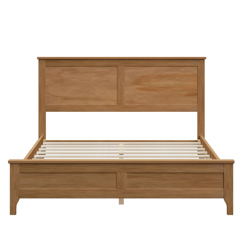 Lit plateforme moderne en bois massif avec support de lattes en bois robuste, pas de sommier tapissier requis