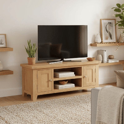 Cooksey Fully Assembled 2 Door Cabinet TV Stand with Media Shelves