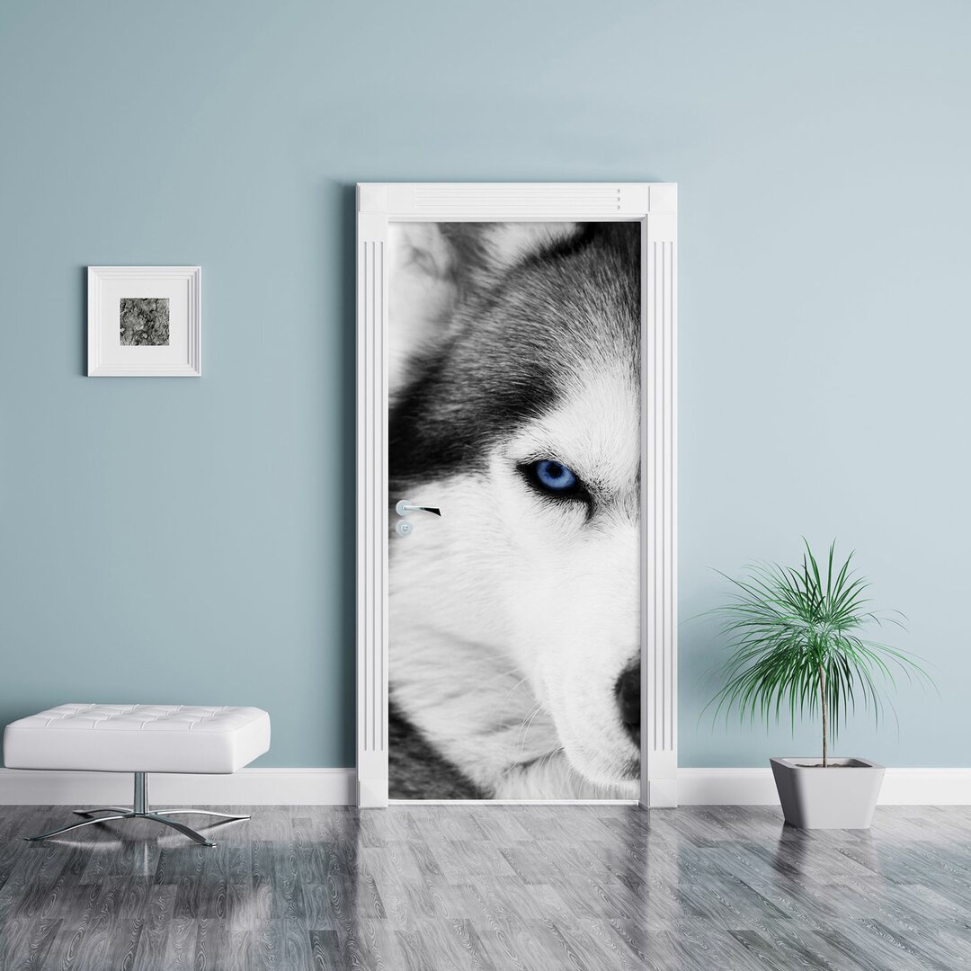 Türaufkleber Husky mit blauen Augen