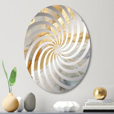 Beige et doré Glacier Stone Art - Miroir décoratif Vortex-MIR113334-Ovale
