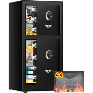 [DOUBLE DOOR SAFE] 6.1 Cub Extra Large Home Safe with Fireproof Waterproof Document Bag, Heavy Duty Digital Security Box with [HIDDEN LOCK BOX], Fireproof Safe for Home Business Office USE