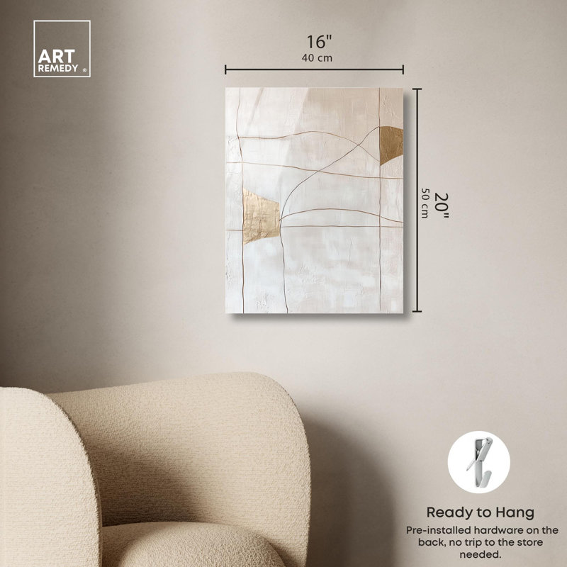 Imprimé acrylique structuré II, décor minimaliste par Art Remedy, H 20 po x l 16 po