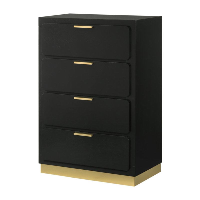 Ensemble de chambre à coucher rembourrée 5 pièces Fellicia, Grand, Black
