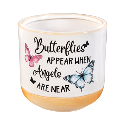 Butterflies Appear when Angels are Near Ceramic Memorial Planter