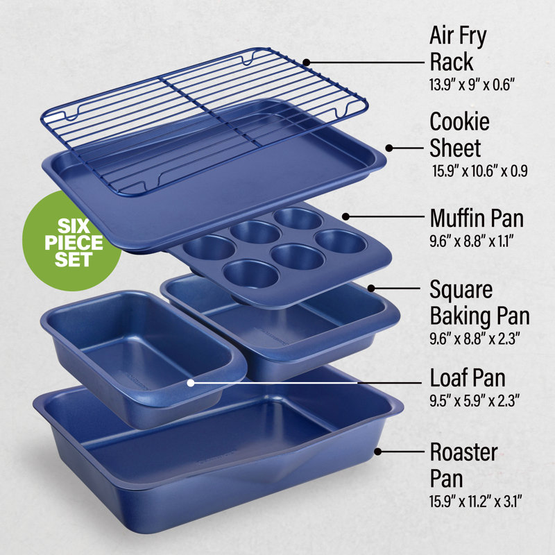 Granitestone Blue 6 Piece Nonstick Stackable Bakeware Set