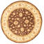 Tapis en laine ronde 7 pi 7 po "one-of-kind" -noué la 2010 ushak foncé/beige 6" Joannes