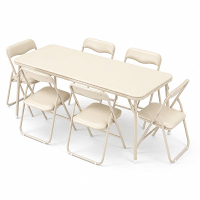 Ensemble de table pliante et chaises portatives 5/7 pièces - Ensemble de salle à manger rembourré en polyuréthane pliable avec cadre en métal pour enfants et adultes, Home to Camping - Gris