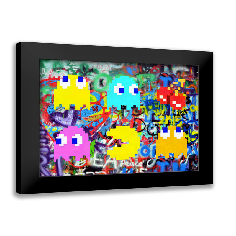 Pac-man, giclée sur papier avec cadre noir horizontal, H 13 po x l 16 po x P 2 po
