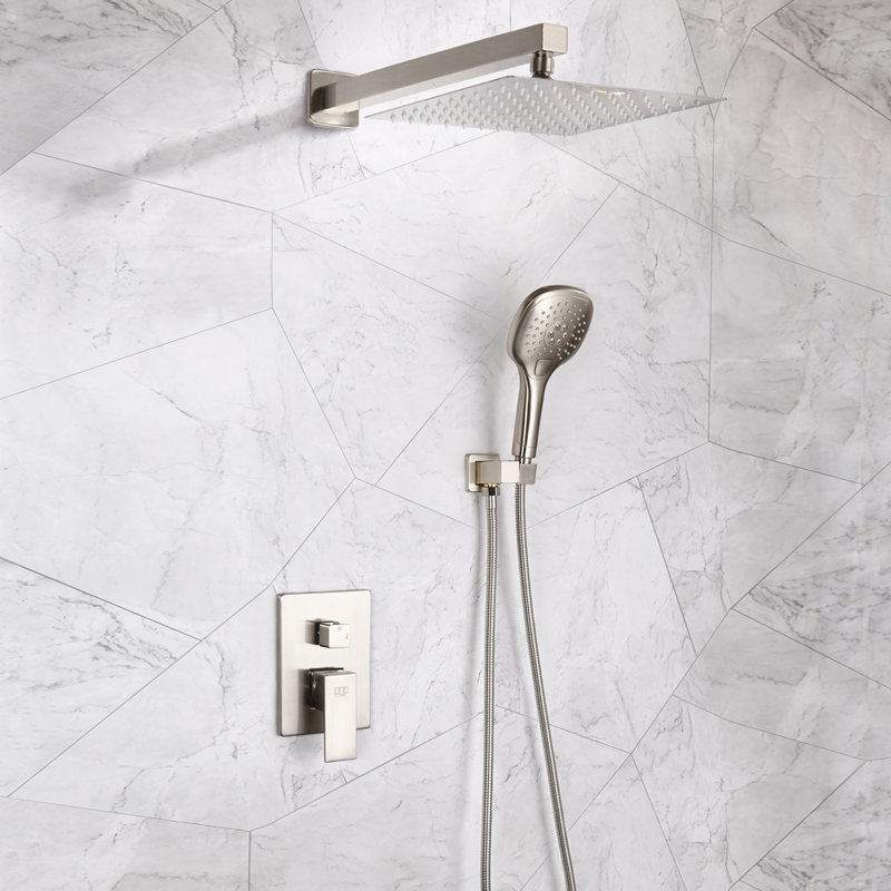Système de douche complet avec valve brute, Nickel brossé