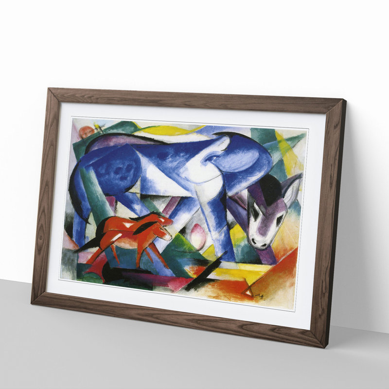 Donkeys by Franz Marc - Picture Frame Painting, Walnut Framed, 36cm H x 48cm W x 2cm D