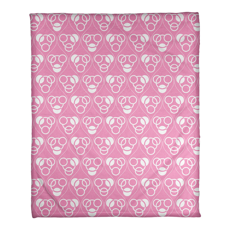 Couverture polaire à cercles classiques, l 60 po x L 80 po, Rose / blanc