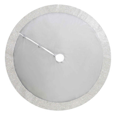 Sparkles Home Montaigne Pearl Tree Skirt | Silver Velvet Faux Pearl Rhinestone Holiday Decor