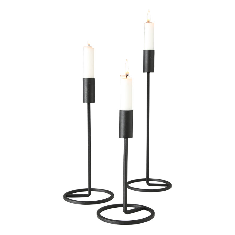 12.6'' H Metal Tabletop Candlestick, Black