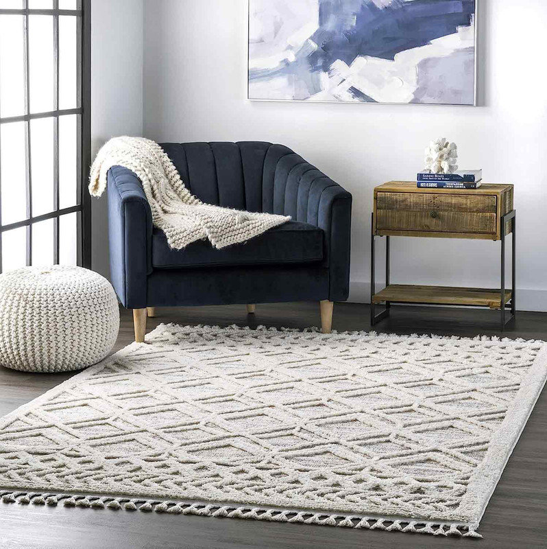Corrigan Studio® Moroccan Lattice Tassel Area Rug 7x9 Area Rug Off