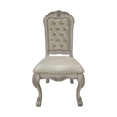 Chaise d'appoint (ensemble 2), cuir synthétique et finition blanc os