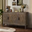 Armoire d'appoint 60 pouces avec 4 portes - Table d'appoint de salon moderne brun et tablette réglable-1109289994
