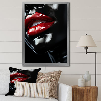 " Fahsion Vintage Glam Deep Red Lips Sensuality "