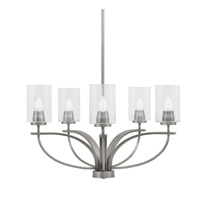 Lustre 5 lumières Cavella illustré avec verre de 4 po, Graphite, Clair