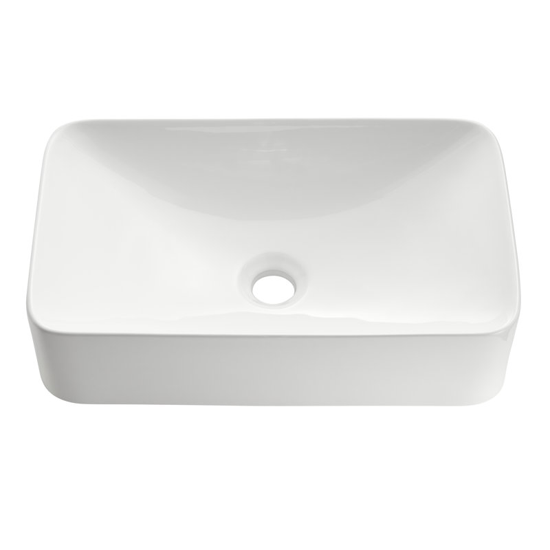Aria Series 22 In. Ceramic Rectangular Vessel Bathroom Sink Basin In White