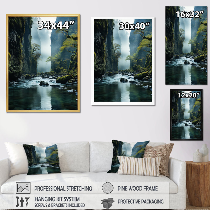 «USA Columbia River Canyon Gorge», reproduction d'art sur toile, H 44 po x l 34 po x P 1,5 po, Toile tendue