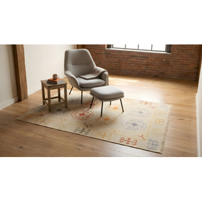 Tapis beige en laine tissé à la main Bovey