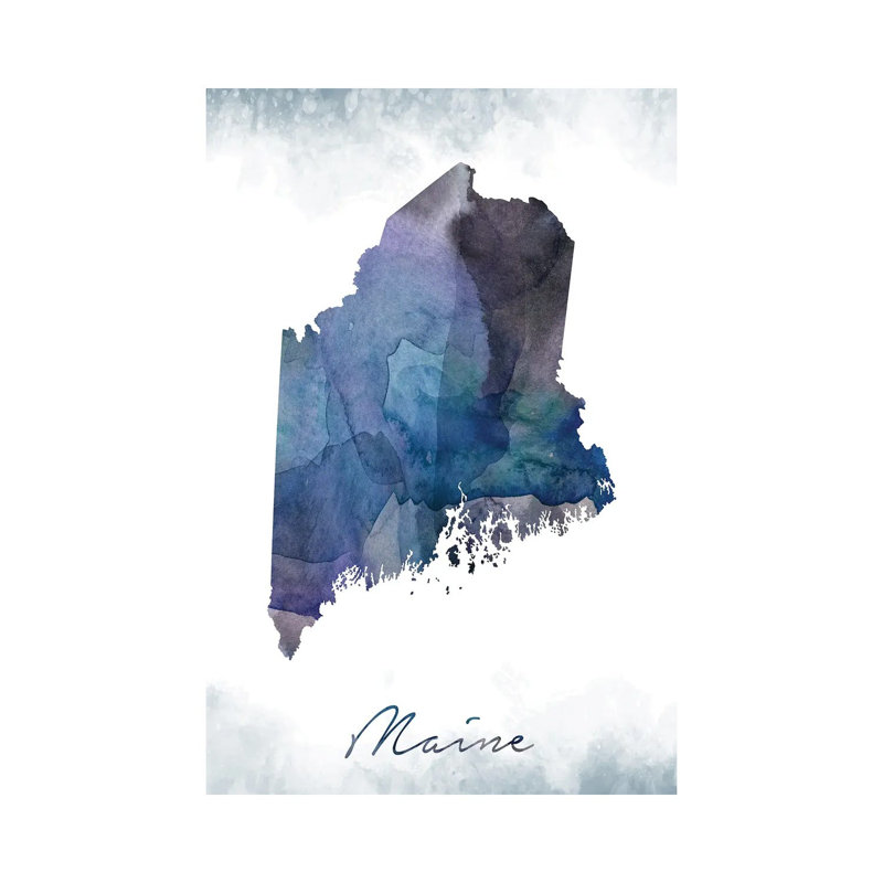Maine State Bluish - Wrapped Canvas Painting, 45.72cm H x 30.48cm W x 1.91cm D