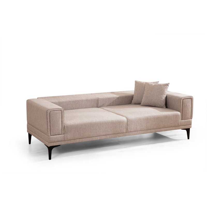 Canapé-lit 3 places, brun clair, 90,6 po x 37,4 po x 30,3 po | Structure en bois de hêtre et en carton, tissu 100% polyester, mécanisme de dossier pivotant | Mousse confortable: plumes douces 28 pintes et plumes 24 pintes | Conception facile à nettoyer et moderne
