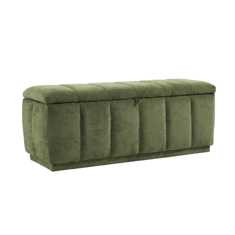 Banc de rangement rembourré, banc de chambre à coucher pour salon / couloir / bout de lit, Vert