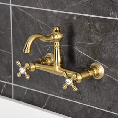 Kingston Brass Vintage Double-Handle 2-Hole Wall-Mount Bridge Kitchen Faucet