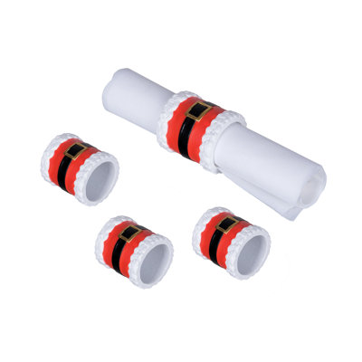 Santa Belt Napkin Ring Set of 4