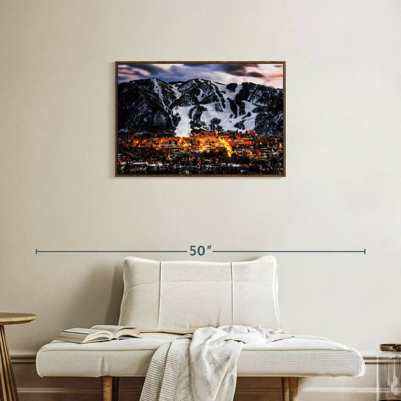 Aspen la nuit, Cadre flottant en noyer, 31 po x 21 po