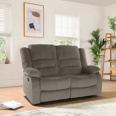 Bernardine 58.5" Modern & Contemporary Microfiber Manual Reclining Sofa with Wall-Hugger Design & Tab Pull Motion