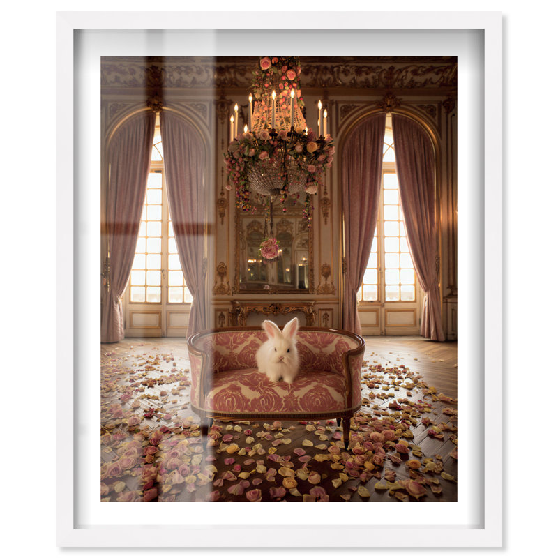 Décoration murale chambre à coucher Fluffy Bunny II Shadowbox par Notoriart, cadre blanc, 20 x 24, 25"H x 21"W, White Frame